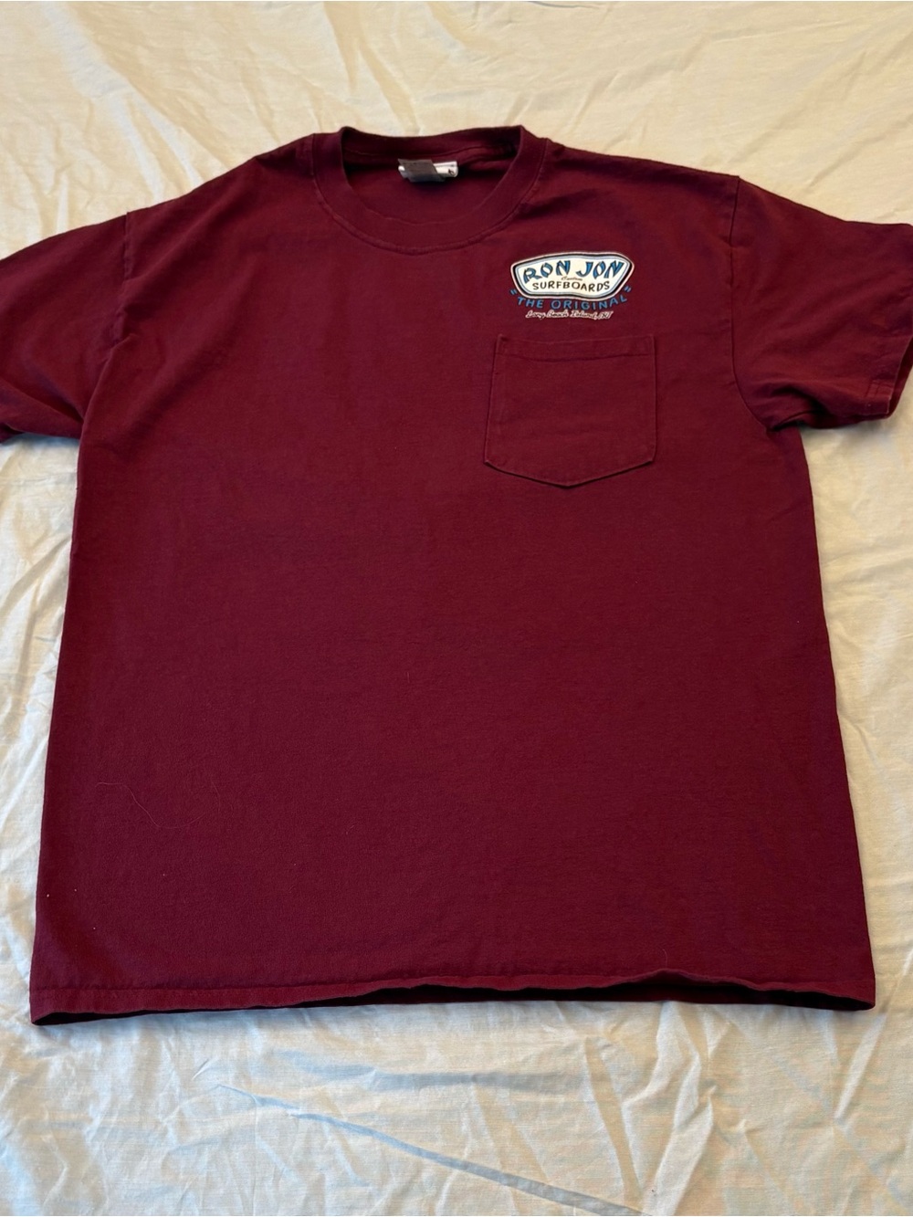 Ron Jon Surf Shop Men's Medium Burgundy Graphic Pocket Tee Beach Surf